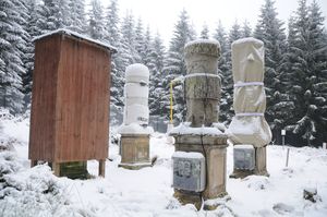 Vier Musterobjekte mit unterschiedlichen Winterschutzmaterialien Vier Musterobjekte mit unterschiedlichen Winterschutzmaterialien